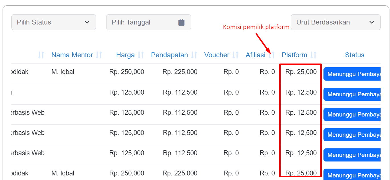 komisi pemilik platform starlms